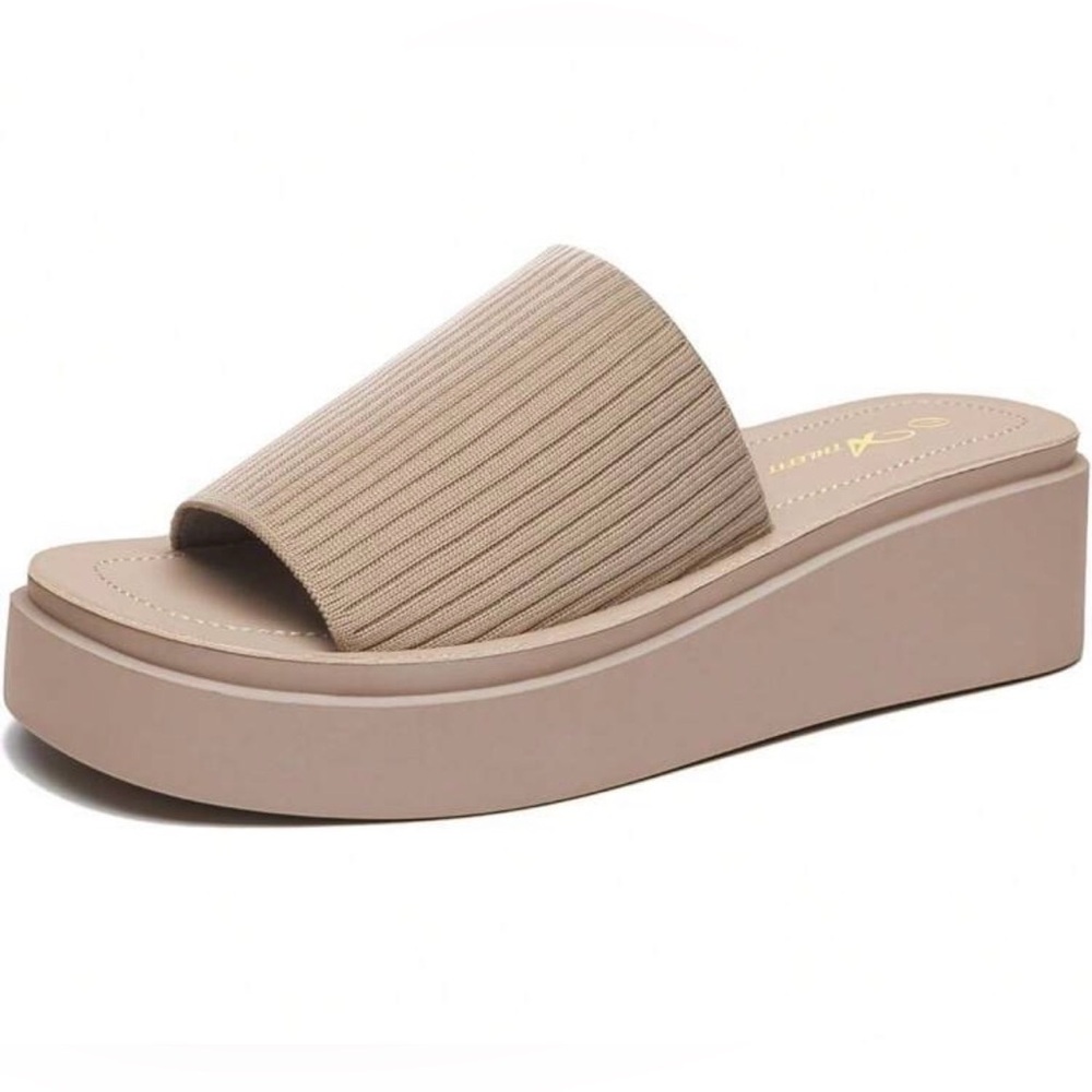 Memory Foam Y2K Style Beige Slide Sandals